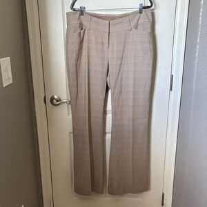 Chic Beige Plaid Women's Trousers